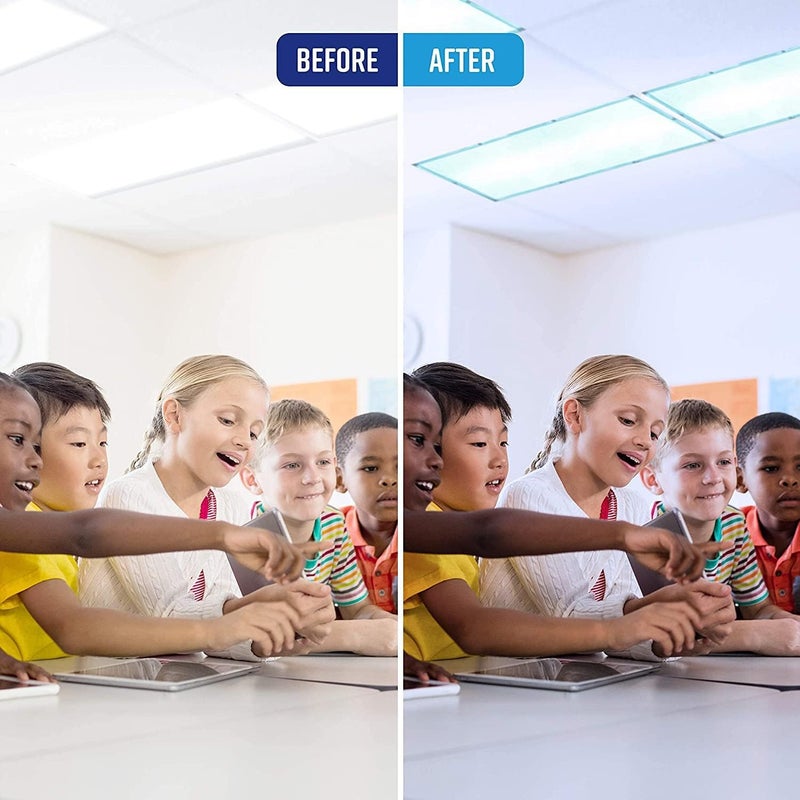 GlareShade Store Fluorescent Light Covers for Classroom or Office | Magnetic Fluorescent Light Covers for Ceiling Lights Provide Relief from Glare, Headaches, & Sensory Overload | 2 Count Blue - Image 3